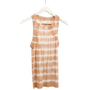 Aerie Tie-Dye Sleeveless Ribbed Tank Top Peach and White Muscle Tank NWOT
